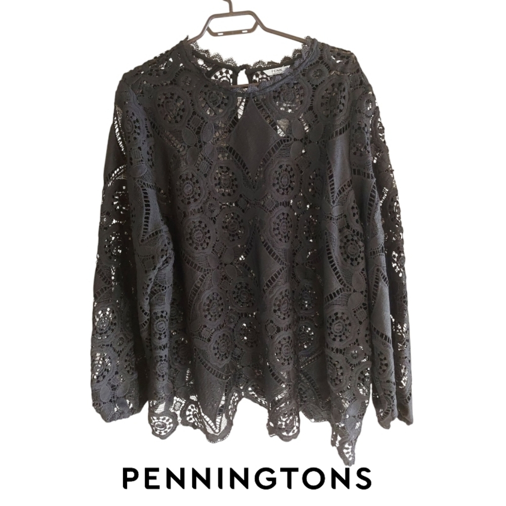 Penningtons Black Crochet Lace Top